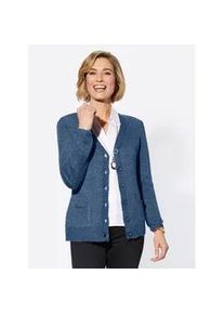 Cardigan Classic Basics Gr. 46, blau (mittelblau, meliert) Damen Strickjacken