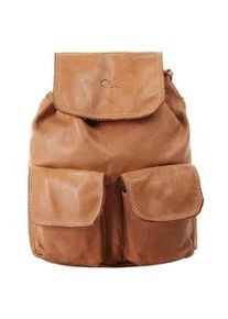 Cityrucksack CLUTY Gr. B/H/T: 32cm x 28cm x 12cm, braun (cognac) Rucksäcke echt Leder, Made in Italy