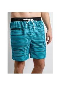 Badeshorts feel good Gr. 5, Normalgrößen, grün (türkis-gestreift) Herren Badehosen Badeshorts Strandshorts