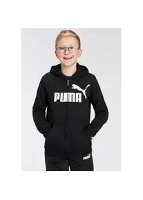 Kapuzensweatshirt Puma "ESS BIG LOGO FZ HOODIE FL B" Gr. 128, schwarz (Puma black) Kinder Sweatshirts