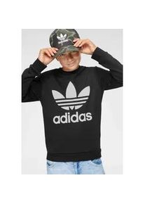 Sweatshirt Adidas ORIGINALS "TREFOIL CREW" Gr. 158, schwarz-weiß (black / white) Kinder Sweatshirts Unisex