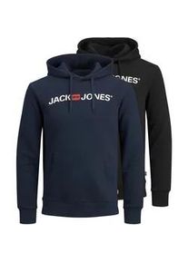 Jack & Jones Kapuzensweatshirt JACK & JONES "CORP OLD LOGO SWEAT HOOD" Gr. S (46), blau (schwarz, navy) Herren Sweatshirts