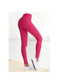 Leggings Lascana Gr. 48/50, N-Gr, pink Damen Hosen mit breitem Bündchen