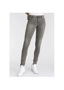 Skinny-fit-Jeans Arizona "Ultra-Stretch" Gr. 84, K + L Gr, grau (grau, used) Damen Jeans extra-enger Beinverlauf, normale Leibhöhe, mit Eingrifftaschen