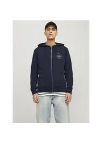 Jack & Jones Sweatjacke JACK & JONES "JJFOREST SWEAT ZIP HOOD" Gr. M, blau (navy blazer) Herren Sweatjacken