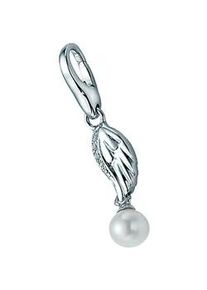 Charm Flügel Giorgio Martello MILANO "Flügel mit Zirkonia und Süßwasser Perle, Silber 925" Charms silberfarben (silber) Damen