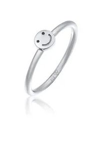 Fingerring Elli "Smiling Pinky Ring 925 Silber" Fingerringe Gr. 46mm, ohne Stein, Silber 925 (Sterlingsilber), 1.4mm, silberfarben (silber) Damen