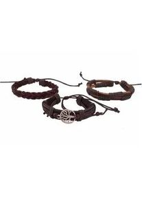 Armband Set Firetti "Multipack Schmuck Geschenk Armschmuck Lederarmband Lebensbaum" Armbänder Gr. Leder-Edelstahl, silberfarben Made in Germany