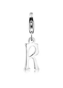 Charm-Einhänger NENALINA "Buchstabe Anhänger Initialen Modern 925 Silber" Charms Gr. R, R, silberfarben (silber) Damen Charms