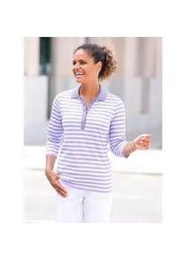 Poloshirt Casual Looks "Poloshirt" Gr. 40, lila (lavendel-weiß-geringelt) Damen Shirts