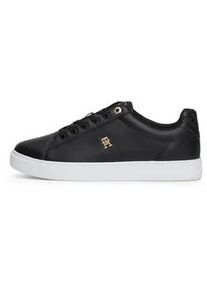 Plateausneaker Tommy Hilfiger "ELEVATED ESSENT SNEAKER MONOGRAM" Gr. 35, schwarz Damen Schuhe Schnürer, Freitzeitschuh, Halbschuh mit gepolstertem Schaftrand