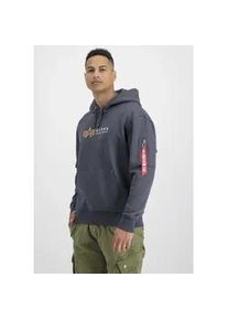 Kapuzensweatshirt Alpha Industries "Alpha Label Hoody" Gr. M, grau (grauschwarz) Herren Sweatshirts