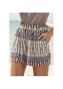 Shorts Vivance Gr. 42, N-Gr, bunt (bunt bedruckt) Damen Hosen mit Ethnoprint, kurze Hose Gummizug, sommerliche Strandshorts