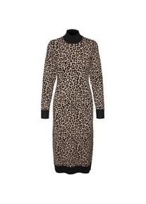 Véro Moda Strickkleid VERO MODA "VMARIA ART LS HIGH-NECK CALF DRESS GA" Gr. S (36), N-Gr, schwarz (black detail:w. silver mink leo print) Damen Kleider