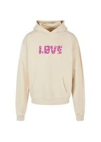 Kapuzensweatshirt Merchcode "Merchcode Herren Valentines Day - Flowers Love Ultra Heavy Hoody" Gr. S, beige (sand) Herren Sweatshirts