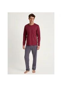 Pyjama Calida "Relax Imprint" Gr. XL (56), rot (mars red) Herren Homewear-Sets mit aufgesetzter Brusttasche