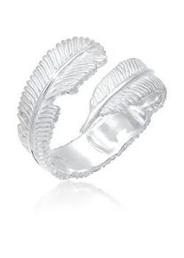 Fingerring Elli "Offen mit Feder Design 925 Silber" Fingerringe Gr. Resizable, ohne Stein, Silber 925 (Sterlingsilber), 5mm, silberfarben (silber) Damen