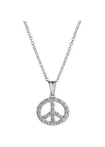 Kette mit Anhänger Celesta "Boho Peace 42+3cm 925 Silber Zirkonia weiss" Halsketten Gr. 42 + 3cm, Silber 925 (Sterlingsilber), L: 45cm B: 12.0mm, silberfarben (silbergrau) Damen