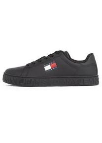 Plateausneaker Tommy Jeans "TJW LOGO OUTSOLE SNEAKER ESS" Gr. 36, schwarz Damen Schuhe Freizeitschuh, Halbschuh, Schnürschuh mit seitlicher Logoflagge