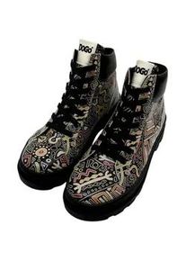 Winterboots DOGO "Adriana Boots Cat Person Damen Stiefeletten, Adriana Explore", Damen, Gr. 37, Normalschaft, schwarz, Lederimitat, Schuhe Winterboots, Handgefertigt