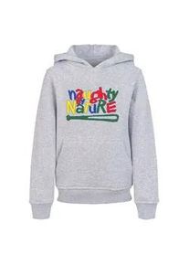 Kapuzensweatshirt Merchcode "Merchcode Herren Kids Naughty By Nature - Logo Color Basic Hoody" Gr. 110/116, grau (erdgrau) Jungen Sweatshirts