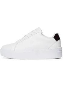 Plateausneaker Tommy Hilfiger "TH PLATFORM COURT SNEAKER" Gr. 38, weiß Damen Schuhe Freizeitschuh, Halbschuh, Schnürschuh, Kontrastbesatz an der Ferse