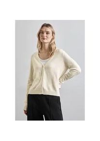 Cardigan Street One Gr. 42, weiß (cream melange) Damen Strickjacken mit V-Ausschnitt