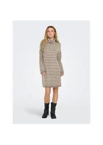 Strickkleid Only "ONLTALIO LS STRIPE ROLLNECK DRESS BF KNT" Gr. XL (42), N-Gr, braun (weathered teak stripes:birch melange) Damen Kleider