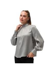 Klassische Bluse Zero "Zero Glitzerbluse mit Stehkragen" Gr. 38, grausilber Damen Blusen