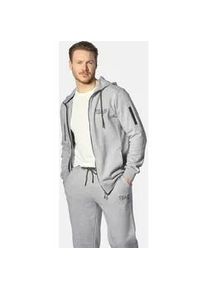 Kapuzensweatjacke Jan Vanderstorm "Sweatjacke ODGRIM" Gr. L, grau (silbergrau melange) Herren Sweatjacken