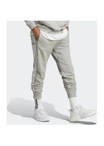 Sporthose Adidas SPORTSWEAR "ESSENTIALS FRENCH TERRY TAPERED CUFF 3STREIFEN HOSE" Gr. XL, N-Gr, grau (medium grey heather / white) Herren Hosen