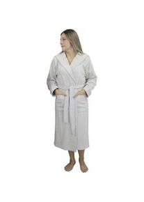 Unisex-Bademantel LEONIQUE "»Tailles«" Hausmäntel Gr. M L: 120cm, beige (sand) langer Bademantel für Damen und Herren, 100% Baumwolle, XS-3XL