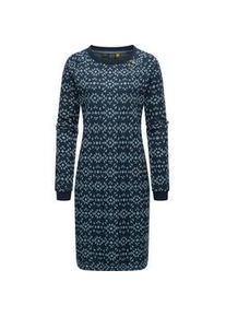 Sweatkleid Ragwear "Dassa Aztec" Gr. XXL (44), Normalgrößen, blau (navy) Damen Kleider Etuikleid stylisches Langarmkleid für den Winter