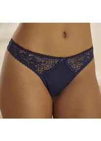 String Vivance Gr. 44/46, blau (midnight blue) Damen Unterhosen mit seitlichen Spitzeneinsätzen in blumiger Optik