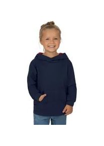 Sweatshirt TRIGEMA "TRIGEMA Kapuzenpullover mit Kängurutasche" Gr. 116, blau (navy) Kinder Sweatshirts