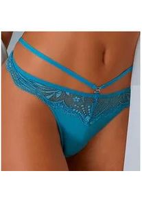 String Lascana Gr. 40/42, blau (aqua) Damen Unterhosen mit verführerischer Bänder-Optik