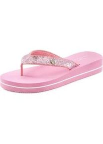 Badezehentrenner Venice Beach Gr. 44, rosa (rosé) Damen Schuhe Sandale, Pantolette, Badeschuh ultraleicht mit Glitzerband VEGAN