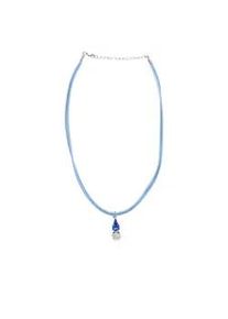 Allgäu Rebell Collier ALLGÄU REBELL "Josefin" Gr. one size, Leder, blau Damen Halsketten zweireihiges Lederband