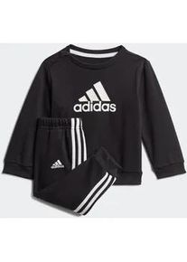 Trainingsanzug Adidas SPORTSWEAR "I BOS Jog FT" Gr. 104, schwarz-weiß (black / white) Kinder Sportanzüge