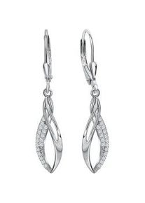 Paar Ohrhänger Firetti "Schmuck Geschenk Silber 925 Ohrschmuck Patentbrisur Tropfen" Ohrringe Gr. Silber 925 (Sterlingsilber), silberfarben (silberfarben-kristallweiß + kristallweiß) Damen mit Zirkonia (synth.)