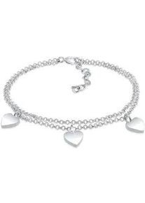 Armband Elli "Herz Symbol Love Trio Layer Erbskette 925 Silber" Armbänder Gr. 16cm, ohne Stein, Silber 925 (Sterlingsilber), silberfarben (silber) Damen