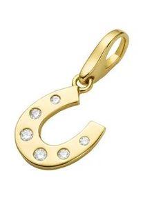 Charm-Einhänger Giorgio Martello MILANO "Hufeisen mit Zirkonia, Silber 925" Charms goldfarben (gold) Damen