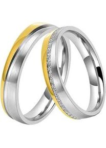 Trauring DOOSTI "Schmuck Geschenk Edelstahl Ehering Partnerring LIEBE" Fingerringe Gr. 52, mit Zirkonia, Edelstahl, 4mm, goldfarben (edelstahlfarben, gelbgoldfarben, kristallweiß) wahlweise mit oder ohne Zirkonia