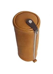 Kosmetiktasche MARGELISCH "Hitch 1" Gr. B/H/T: 19.5cm x 8.0cm x 7.5cm one size, gelb (yellow-darkbrown) Damen Taschen aus LWG zertifiziertem Leder