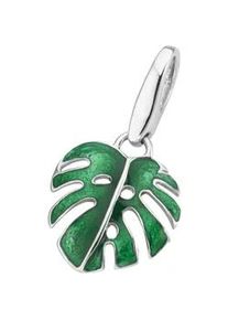 Charm Blume Giorgio Martello MILANO "Monstera-Blatt, Silber 925" Charms grün Damen