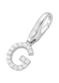 Charm Buchstabe Giorgio Martello MILANO "Buchstabe G, Zirkonia Steine, Silber 925" Charms weiß Damen