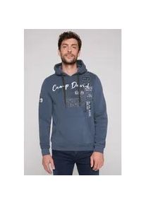 Kapuzensweatshirt CAMP DAVID Gr. L, blau (schwarz sky) Herren Sweatshirts mit Label-Applikationen