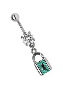 Bauchnabelpiercing ADELIA ́S "Piercing Piercing Bauchnabelpiercing" blau (türkis) Damen Piercings Titan Banane - mit Schloss Zirkonia Anhänger türkis