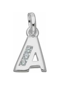 Buchstaben-Anhänger ADELIA ́S "925 Silber Buchstabenanhänger mit Zirkonia" Schmuckanhänger Gr. Damen, A, Silber 925 (Sterlingsilber), silberfarben (silber) Damen mit Zirkonia Silberschmuck für & Herren