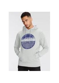 Jack & Jones Kapuzensweatshirt JACK & JONES "JJLOYD SWEAT HOOD" Gr. XL, grau (weiß melange) Herren Sweatshirts